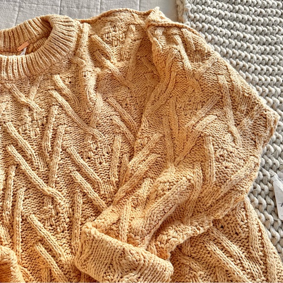 | free people • isla camel cable tunic sweater size • medium | - Picture 14 of 16